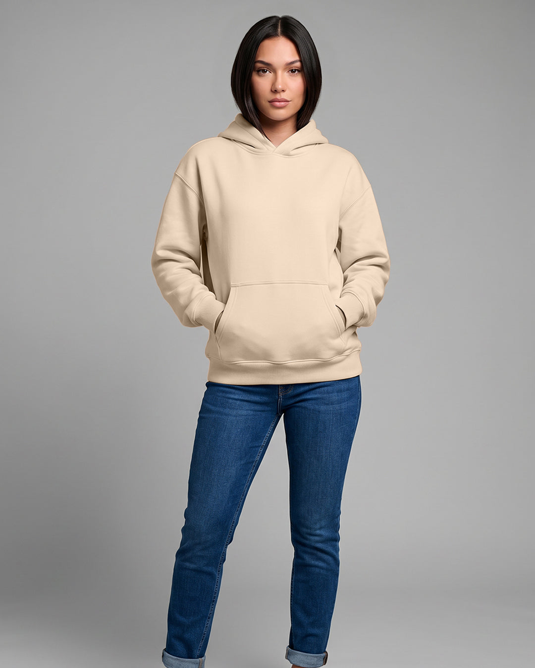 KEYNOO Oversized Pullover Hoodie – Oatmeal