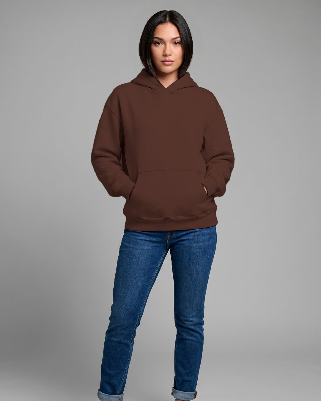 KEYNOO Oversized Pullover Hoodie – Chocolate
