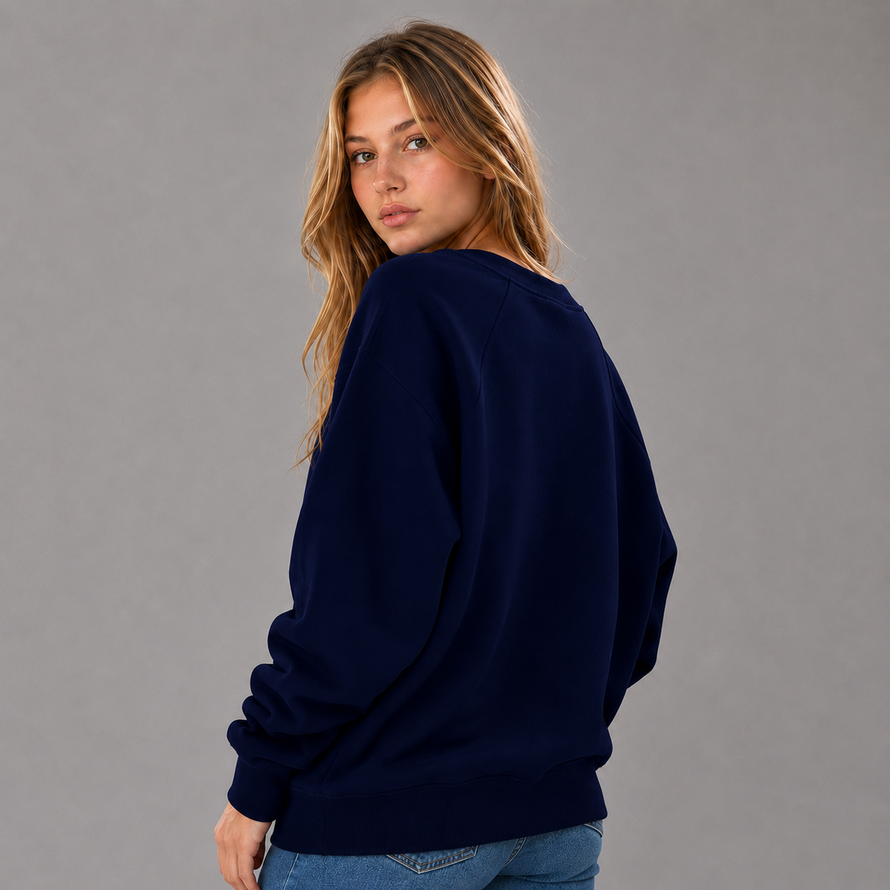 KEYNOO Oversized Crewneck Sweatshirt- Navy