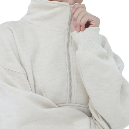 Half Zip Sweatshirts - Oatmeal