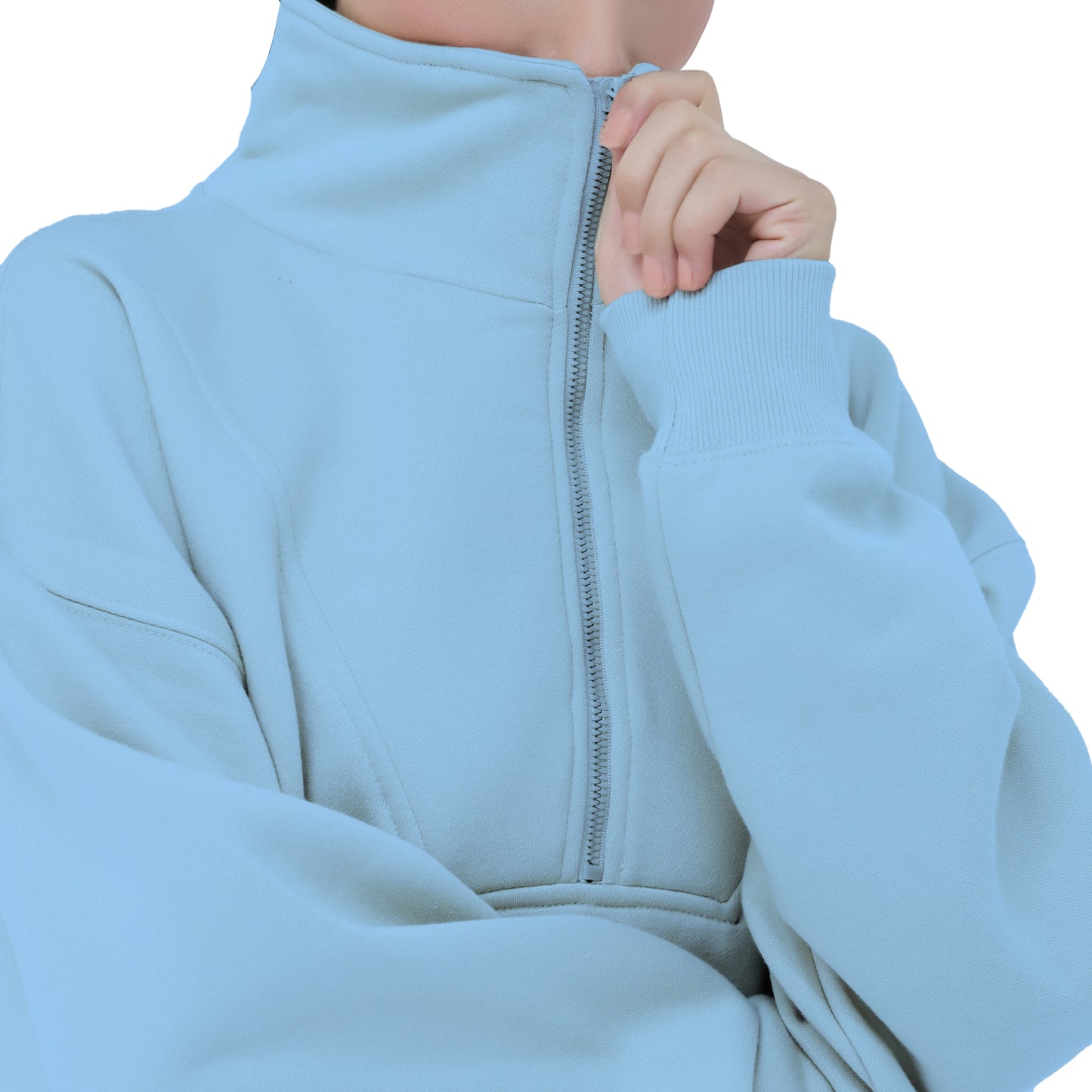 Half Zip Sweatshirts - Oatmeal