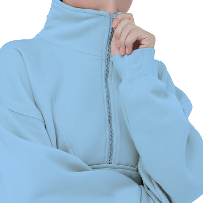 Half Zip Sweatshirts - Oatmeal