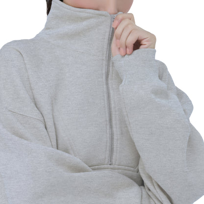 Half Zip Sweatshirts - Oatmeal