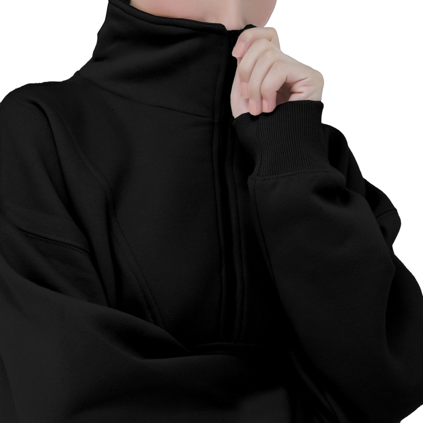 Half Zip Sweatshirts - Oatmeal