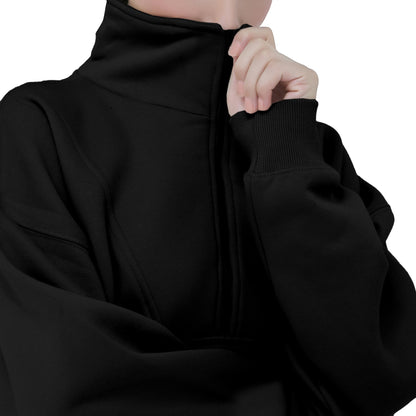 Half Zip Sweatshirts - Oatmeal