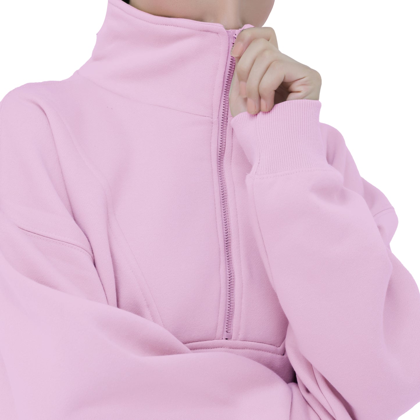 Half Zip Sweatshirts - Oatmeal