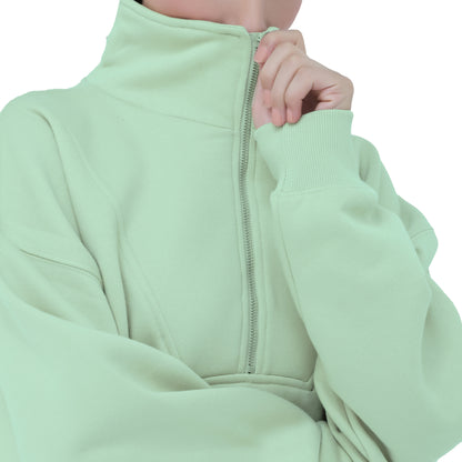 Half Zip Sweatshirts - Oatmeal