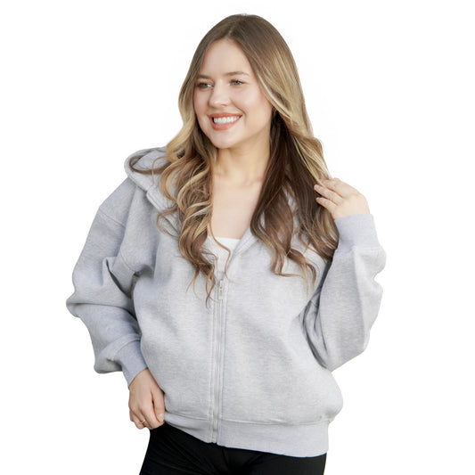 Zip Up Hoodie - Heather Grey