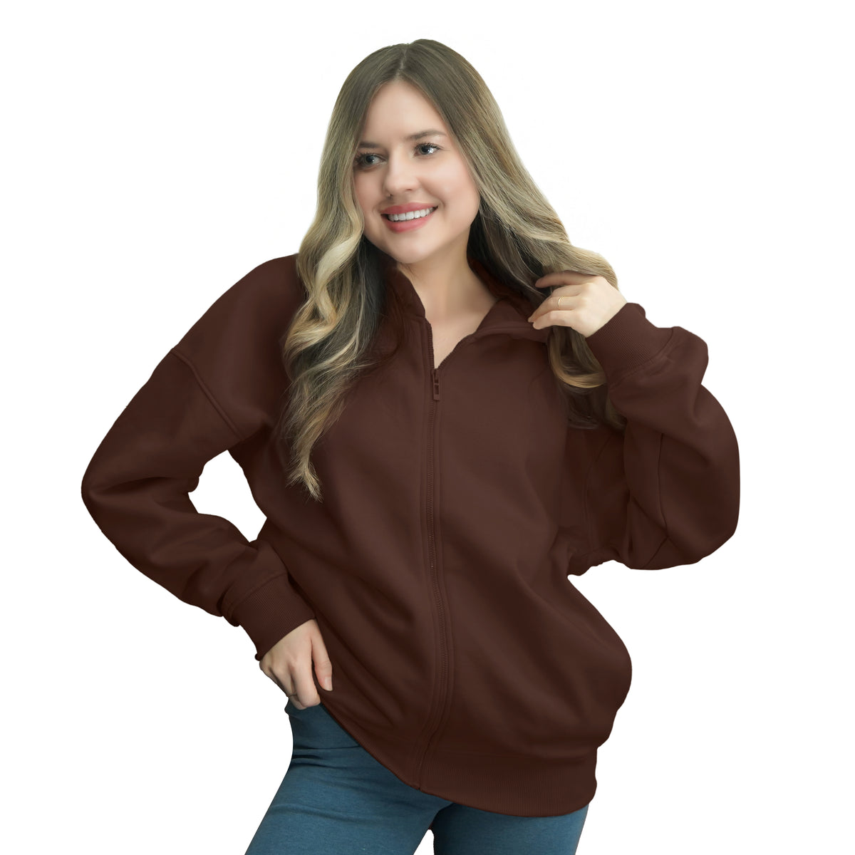 Zip Up Hoodie - Chocolate