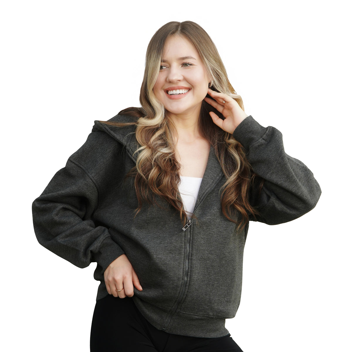 Zip Up Hoodie - Charcoal