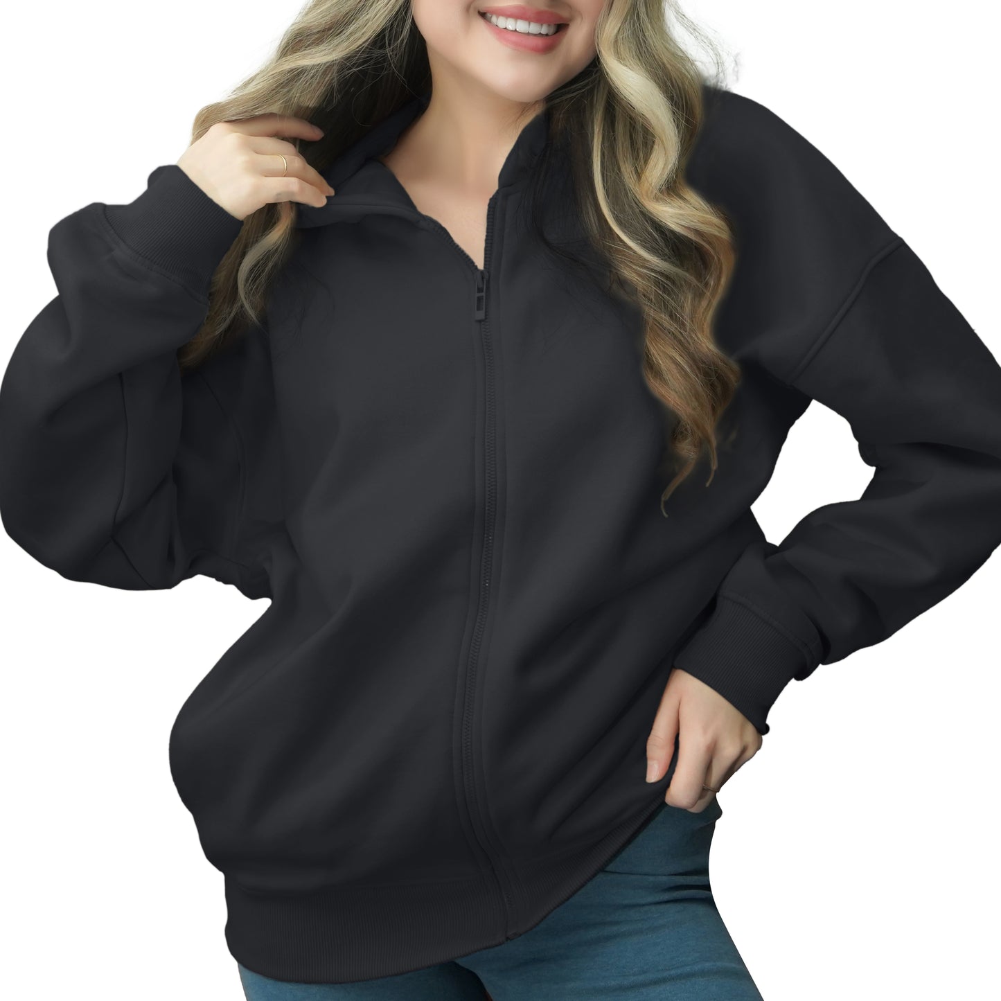 Zip Up Hoodie - Black.