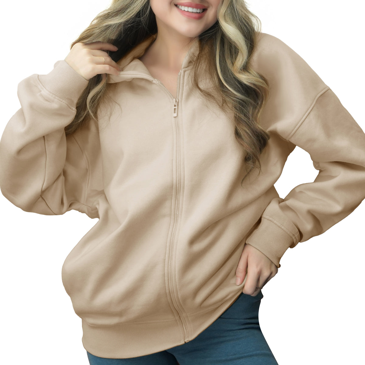 Zip Up Hoodie - Stone