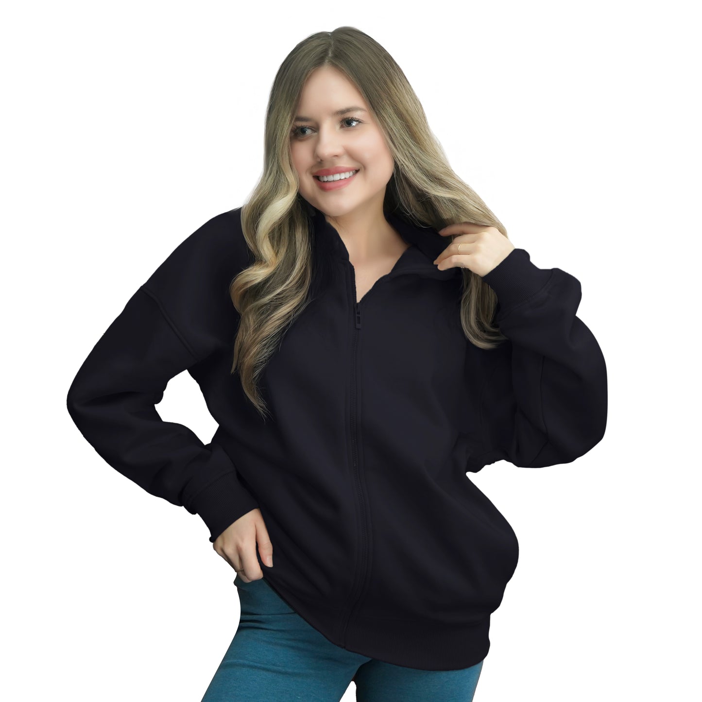 Zip Up Hoodie - Black.