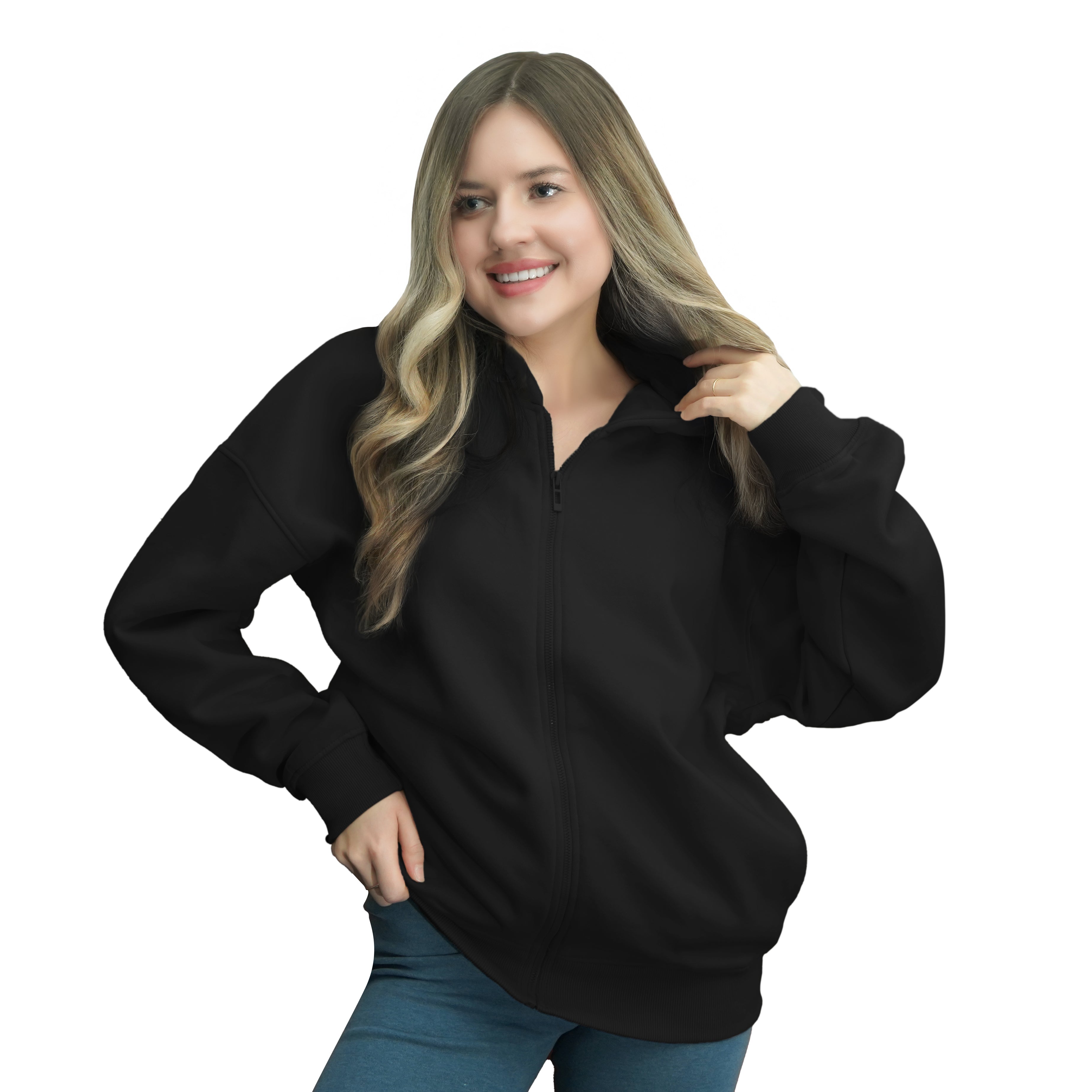 Zip Up Hoodie - Black.