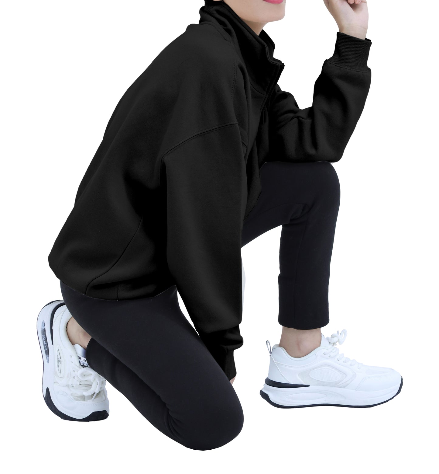 Half Zip Sweatshirts - Oatmeal