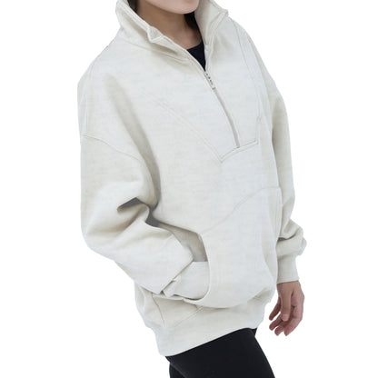 Half Zip Sweatshirts - Oatmeal