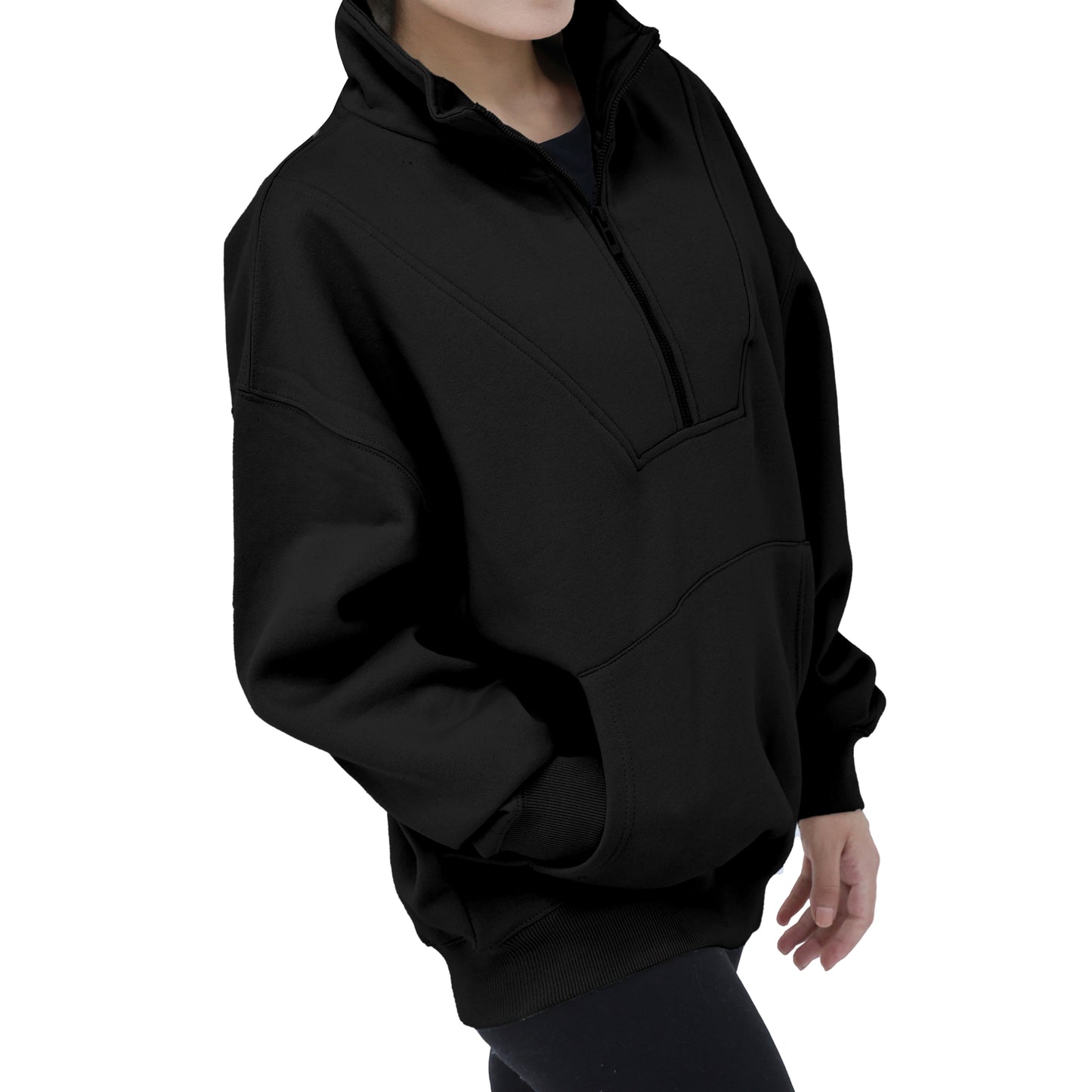 Half Zip Sweatshirts - Oatmeal