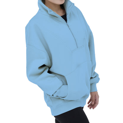 Half Zip Sweatshirts - Oatmeal