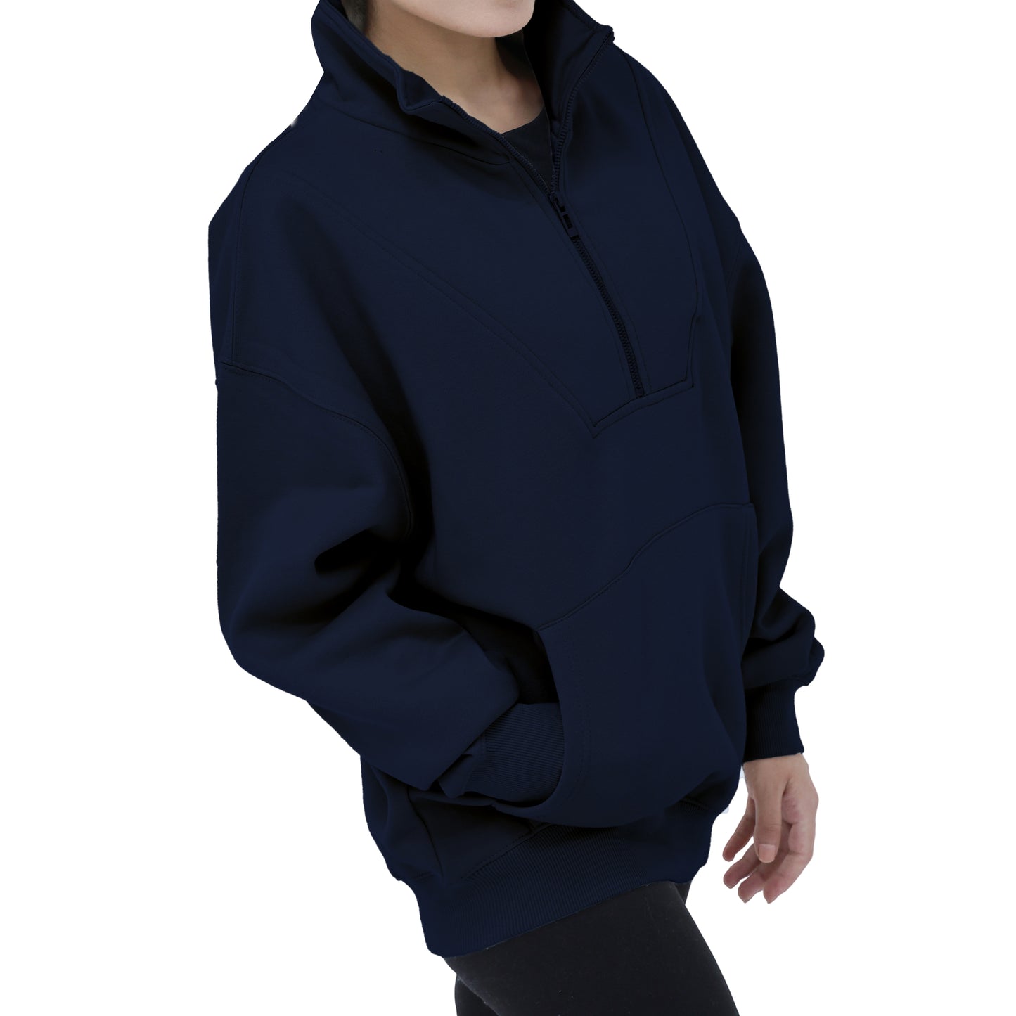 Half Zip Sweatshirts - Oatmeal