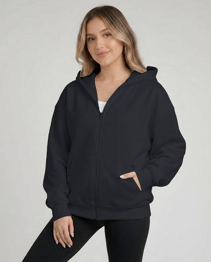 KEYNOO Oversized Zip Up Hoodie - Slate Gray