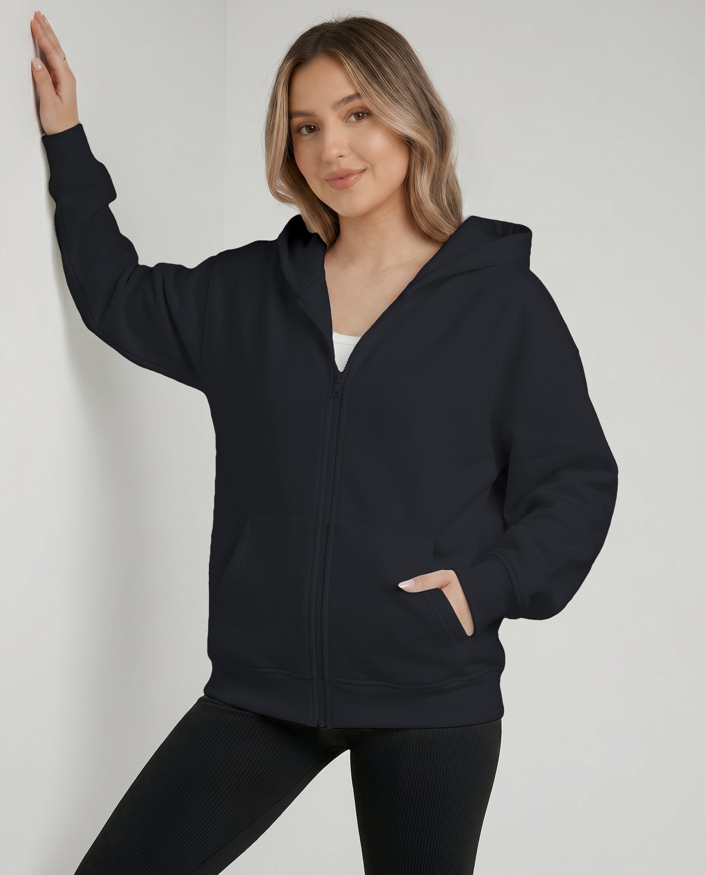 KEYNOO Oversized Zip Up Hoodie - Slate Gray