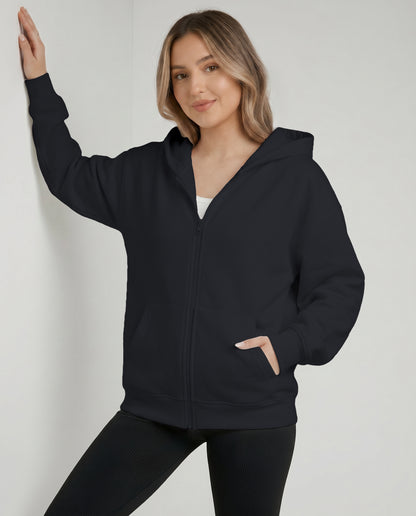 KEYNOO Oversized Zip Up Hoodie - Slate Gray