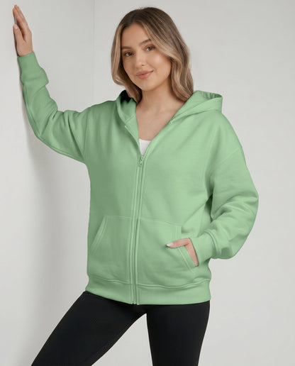 KEYNOO Oversized Zip Up Hoodie - Mint