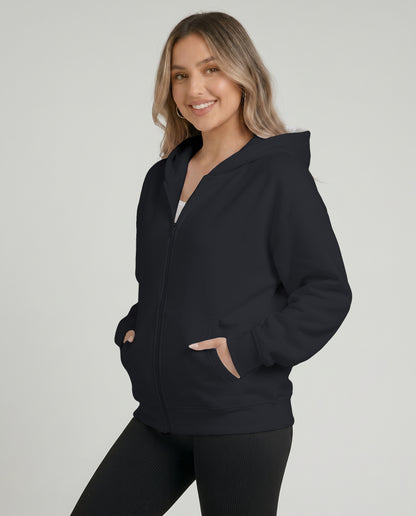 KEYNOO Oversized Zip Up Hoodie - Slate Gray