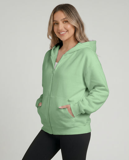 KEYNOO Oversized Zip Up Hoodie - Mint