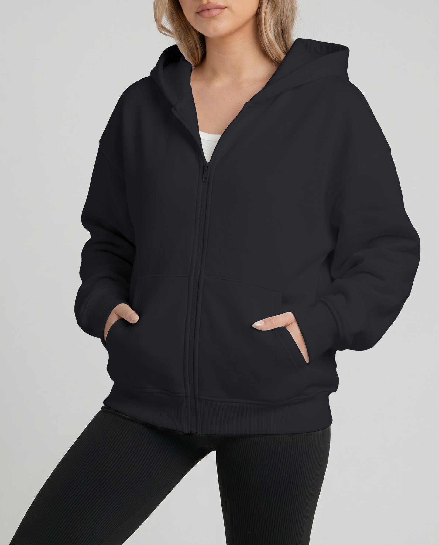 KEYNOO Oversized Zip Up Hoodie - Slate Gray