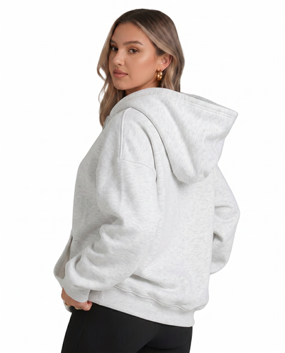 KEYNOO Oversized Zip Up Hoodie - Heather Gray