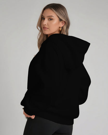 KEYNOO Oversized Zip Up Hoodie - Black