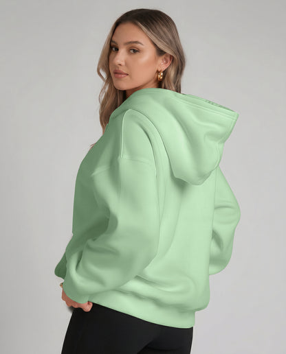 KEYNOO Oversized Zip Up Hoodie - Mint