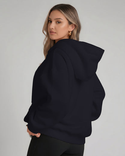 KEYNOO Oversized Zip Up Hoodie - Navy