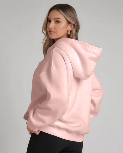 KEYNOO Oversized Zip Up Hoodie - Pink