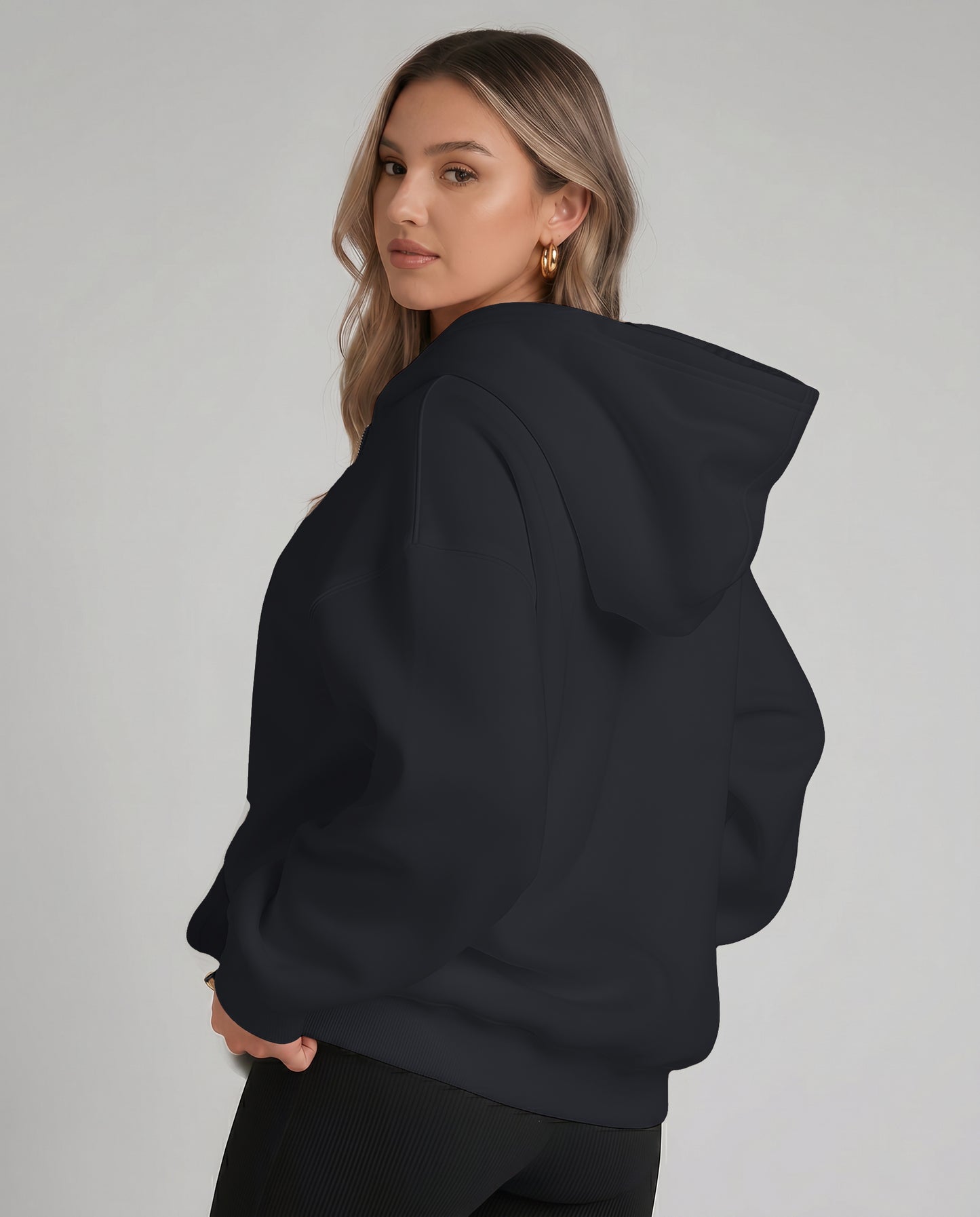 KEYNOO Oversized Zip Up Hoodie - Slate Gray