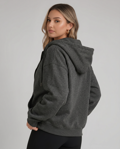 KEYNOO Oversized Zip Up Hoodie - Charcoal