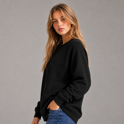 KEYNOO Oversized Crewneck Sweatshirt- Black