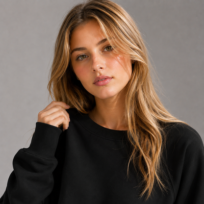 KEYNOO Oversized Crewneck Sweatshirt- Black
