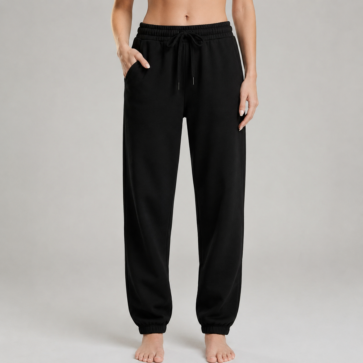 Sweatpant Elastic Bottom- Black