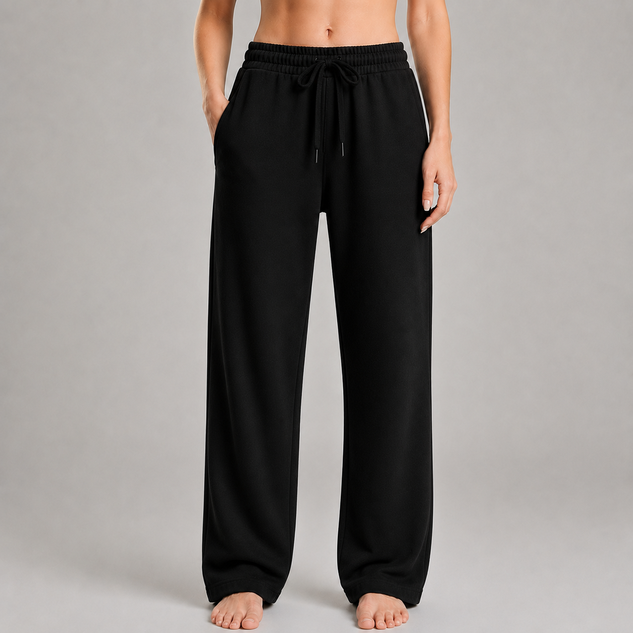 Sweatpant Open Bottom- Black
