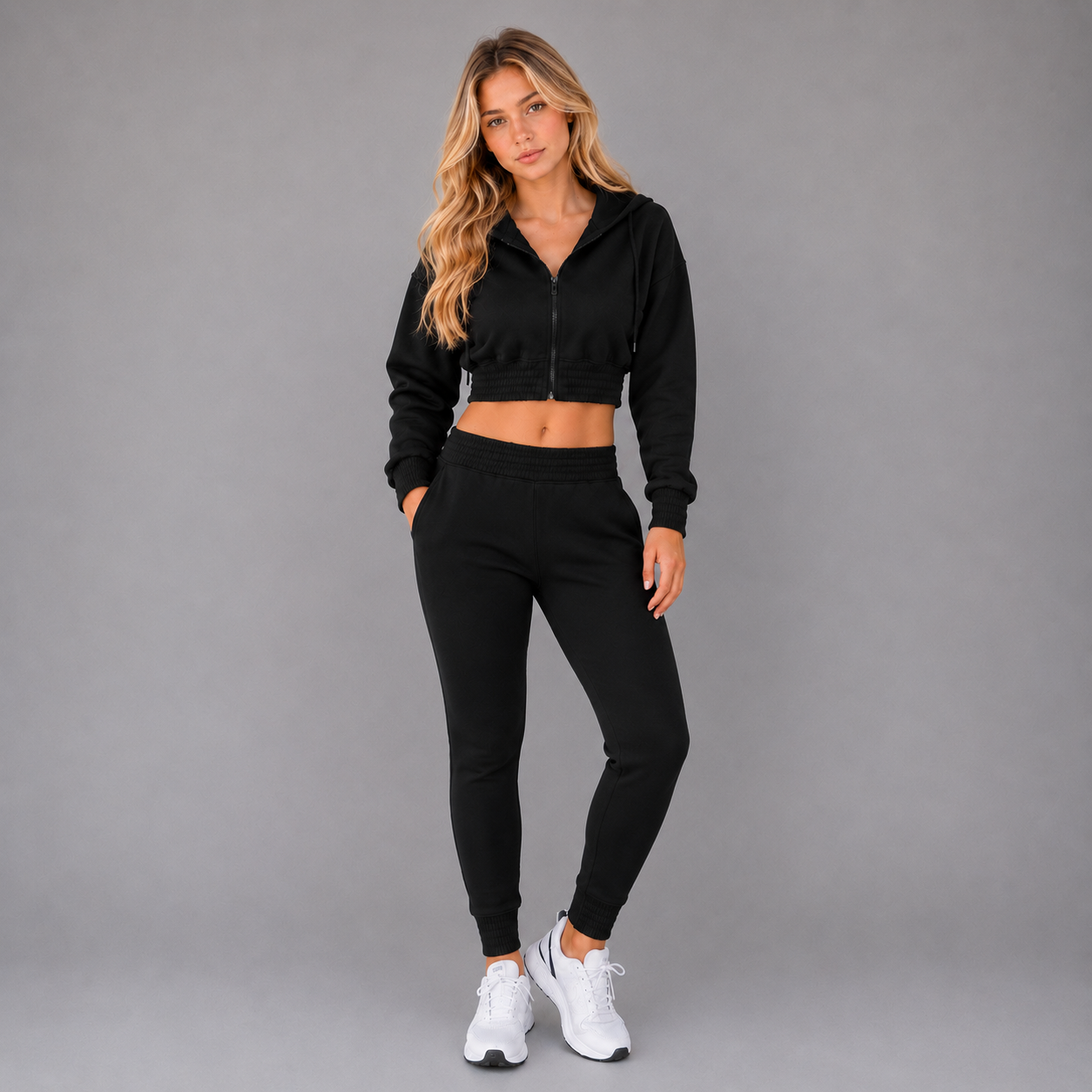 KEYNOO Women's Two Piece Sweatsuit- Black