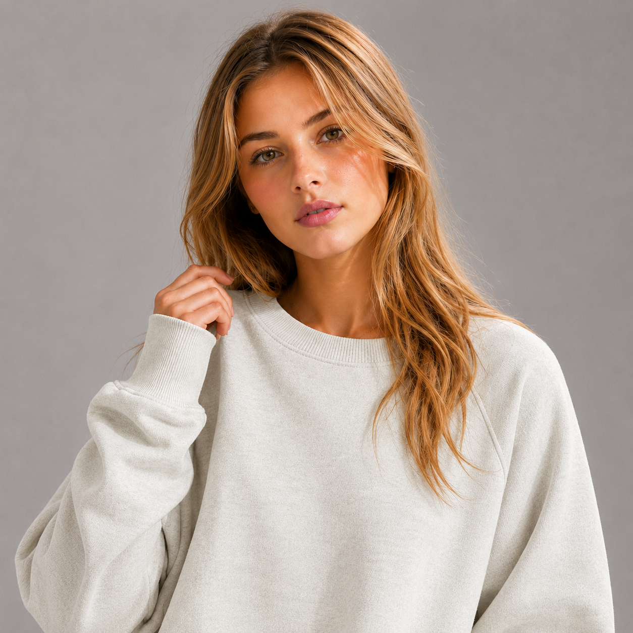 KEYNOO Oversized Crewneck Sweatshirt- Bleached Gray