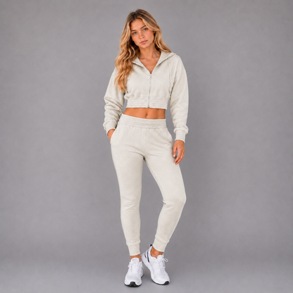 KEYNOO Women's Two Piece Sweatsuit- Bleached Gray