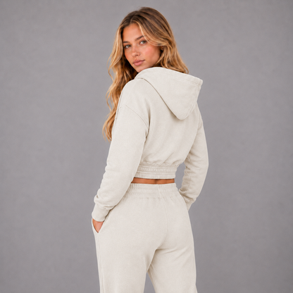 KEYNOO Women's Two Piece Sweatsuit- Bleached Gray