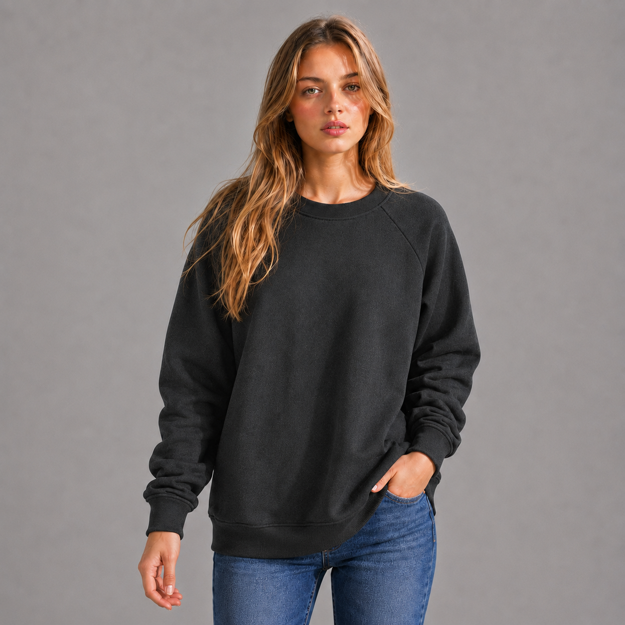 KEYNOO Oversized Crewneck Sweatshirt - Charcoal