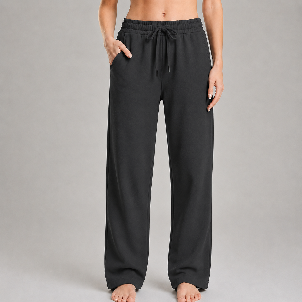 Sweatpant Open Bottom- Charcoal