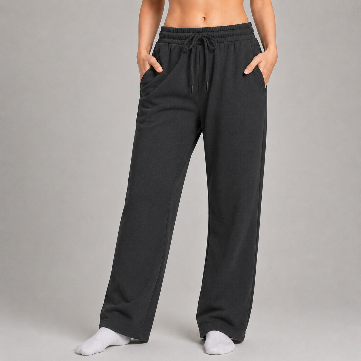 Sweatpant Open Bottom- Charcoal