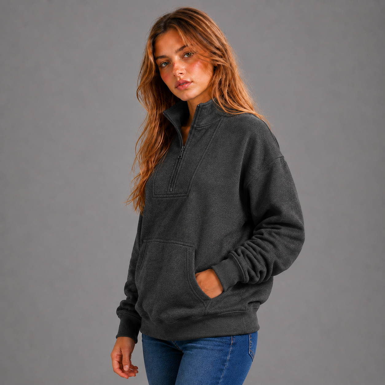 Half Zip Sweatshirt - Charcoal