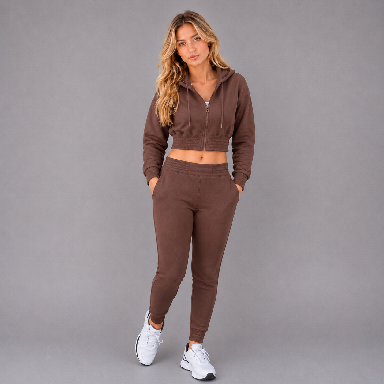 Women's Two Piece Sweatsuit - Chocolate